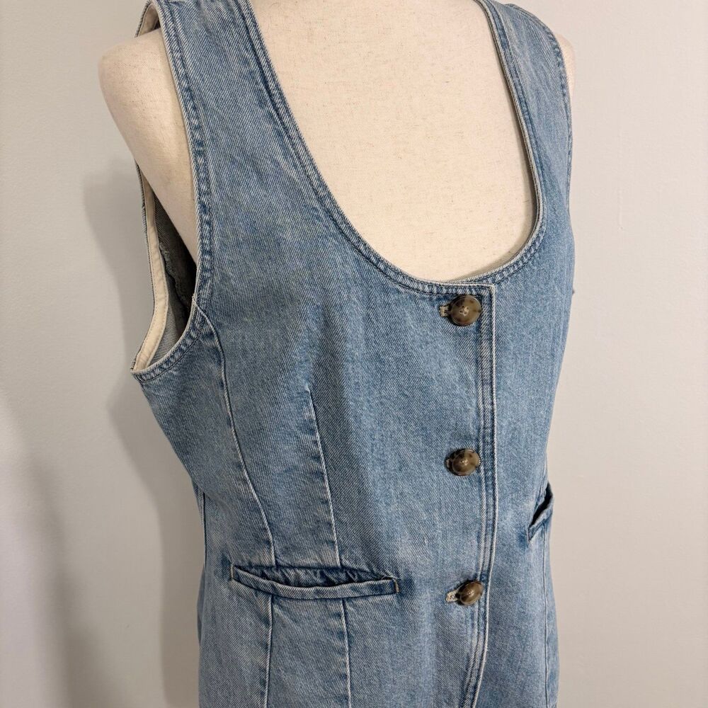 Madewell Denim Scoopneck Cutaway Vest Edmonson Wash Sz 14 - Picture 3 of 6